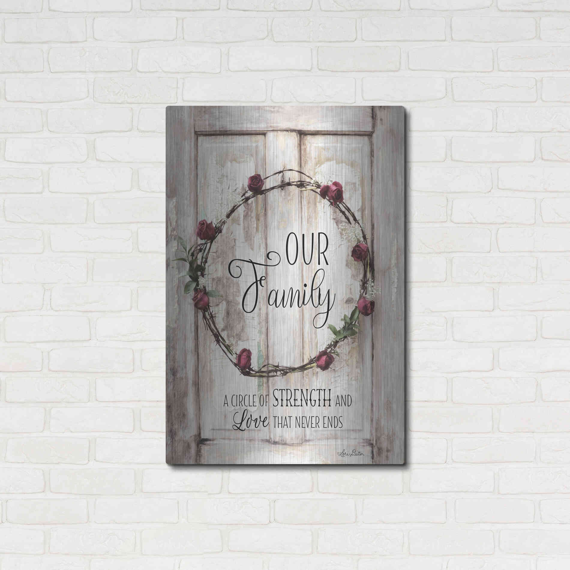 Luxe Metal Art 'Our Family - A Circle of Strength' by Lori Deiter, Metal Wall Art,24x36