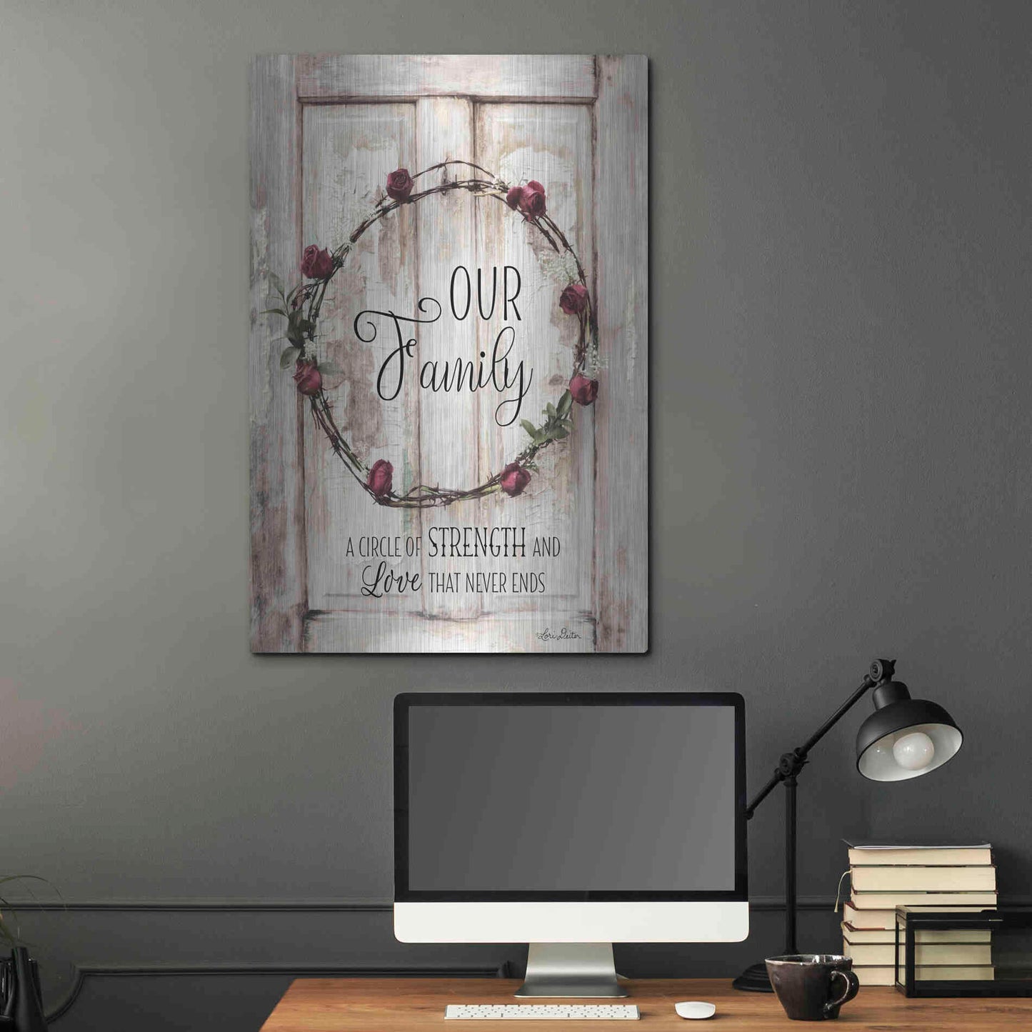 Luxe Metal Art 'Our Family - A Circle of Strength' by Lori Deiter, Metal Wall Art,24x36