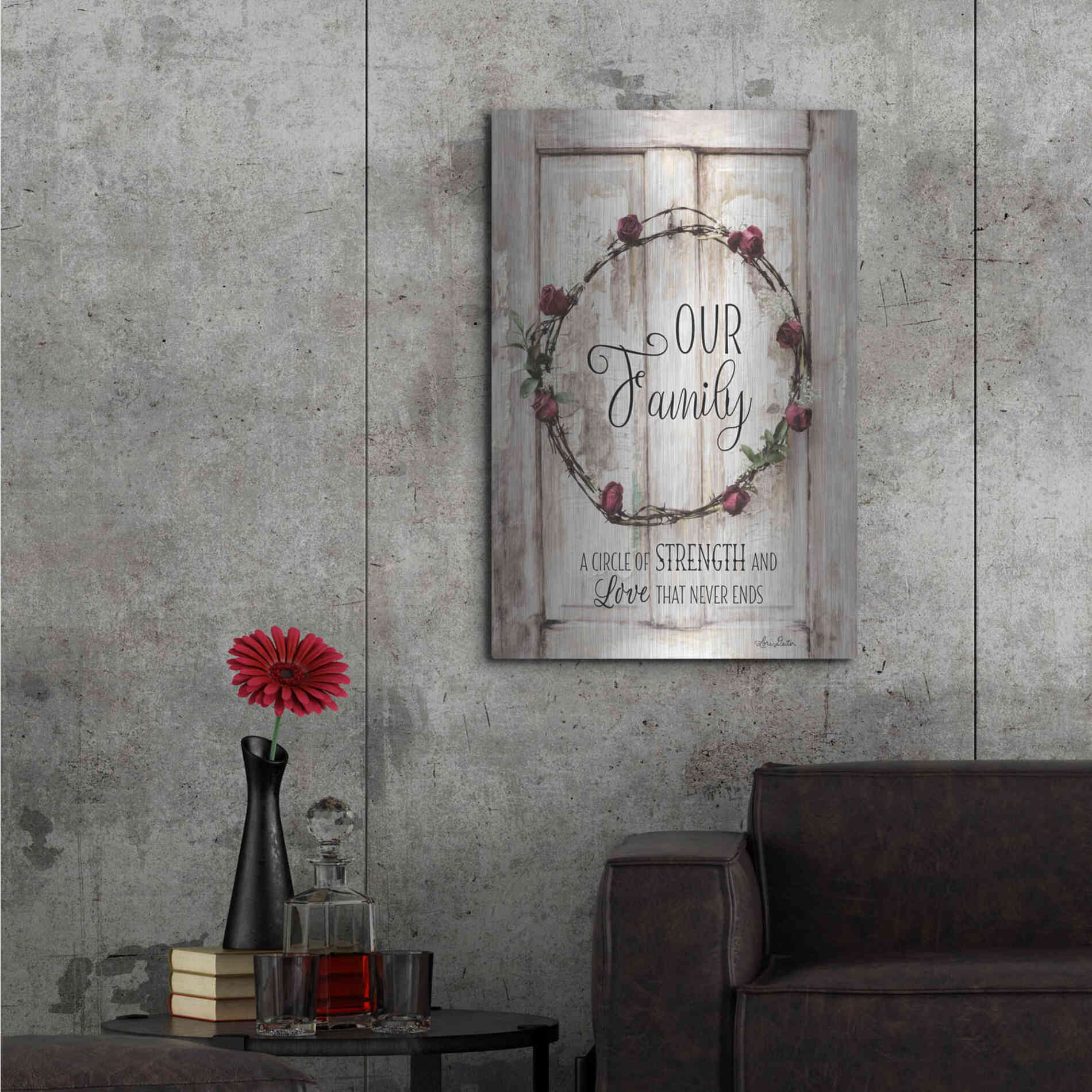 Luxe Metal Art 'Our Family - A Circle of Strength' by Lori Deiter, Metal Wall Art,24x36