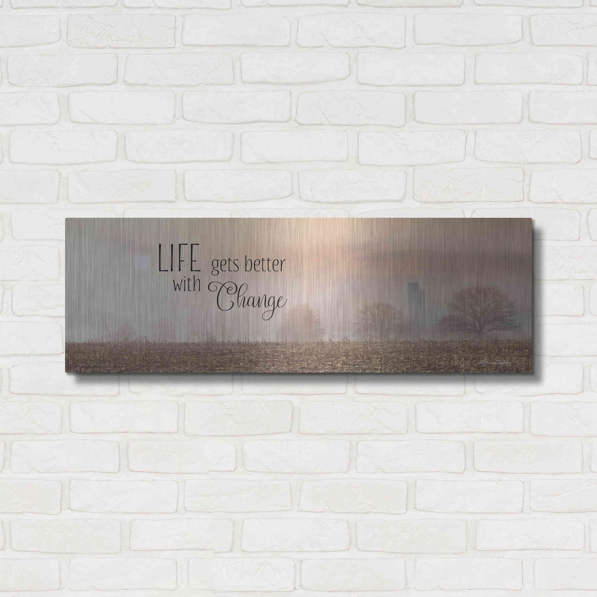 Luxe Metal Art 'Life Gets Better with Change' by Lori Deiter, Metal Wall Art,36x12