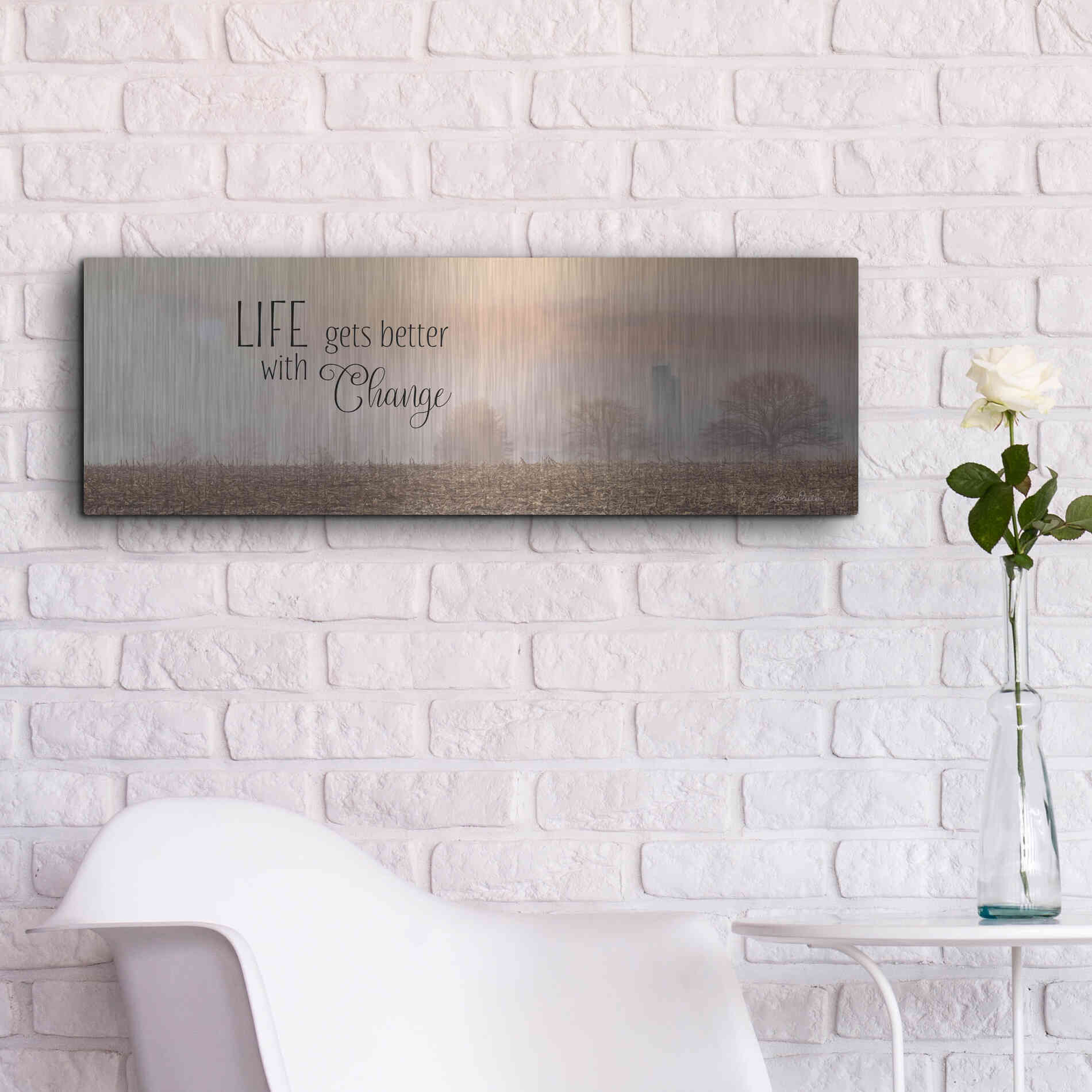 Luxe Metal Art 'Life Gets Better with Change' by Lori Deiter, Metal Wall Art,36x12