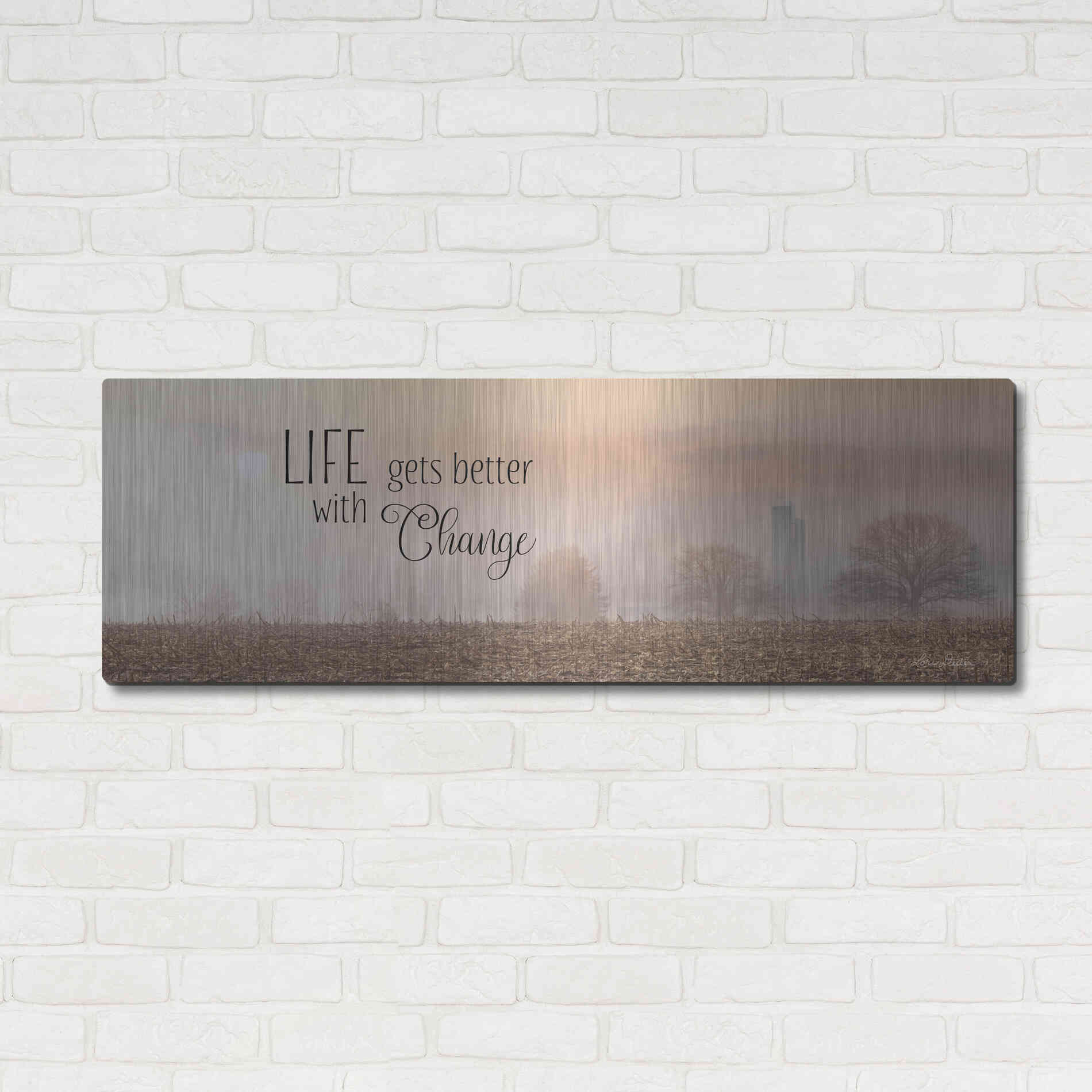 Luxe Metal Art 'Life Gets Better with Change' by Lori Deiter, Metal Wall Art,48x16