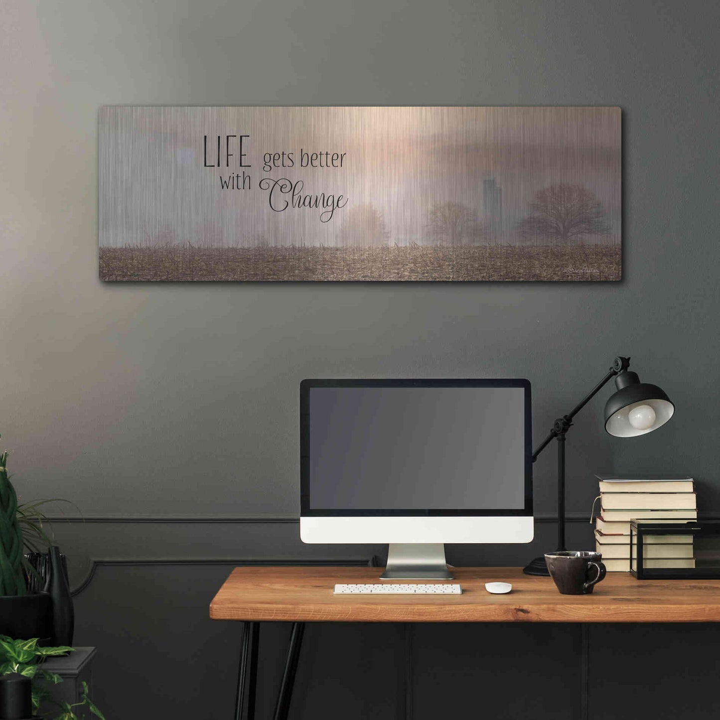 Luxe Metal Art 'Life Gets Better with Change' by Lori Deiter, Metal Wall Art,48x16