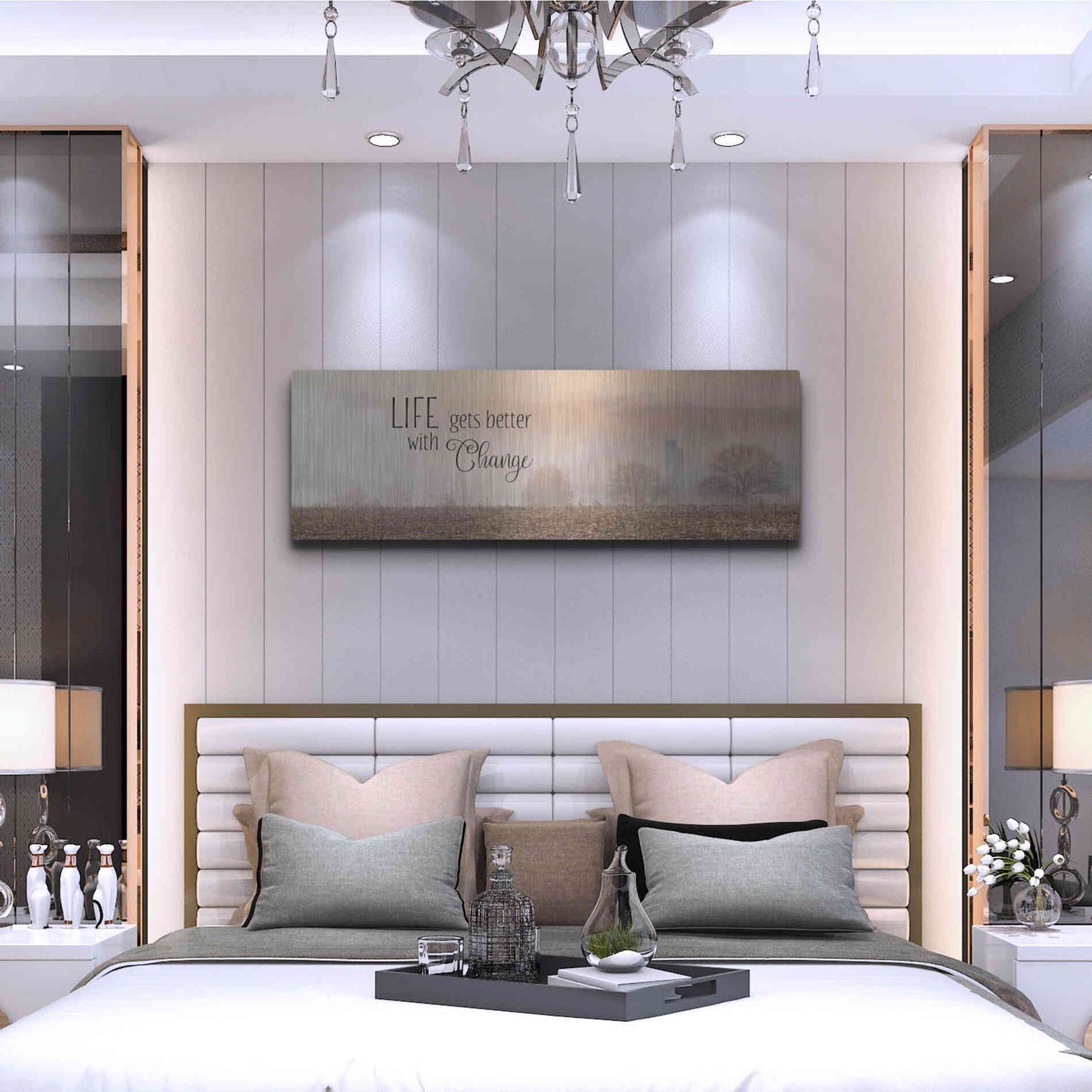Luxe Metal Art 'Life Gets Better with Change' by Lori Deiter, Metal Wall Art,48x16