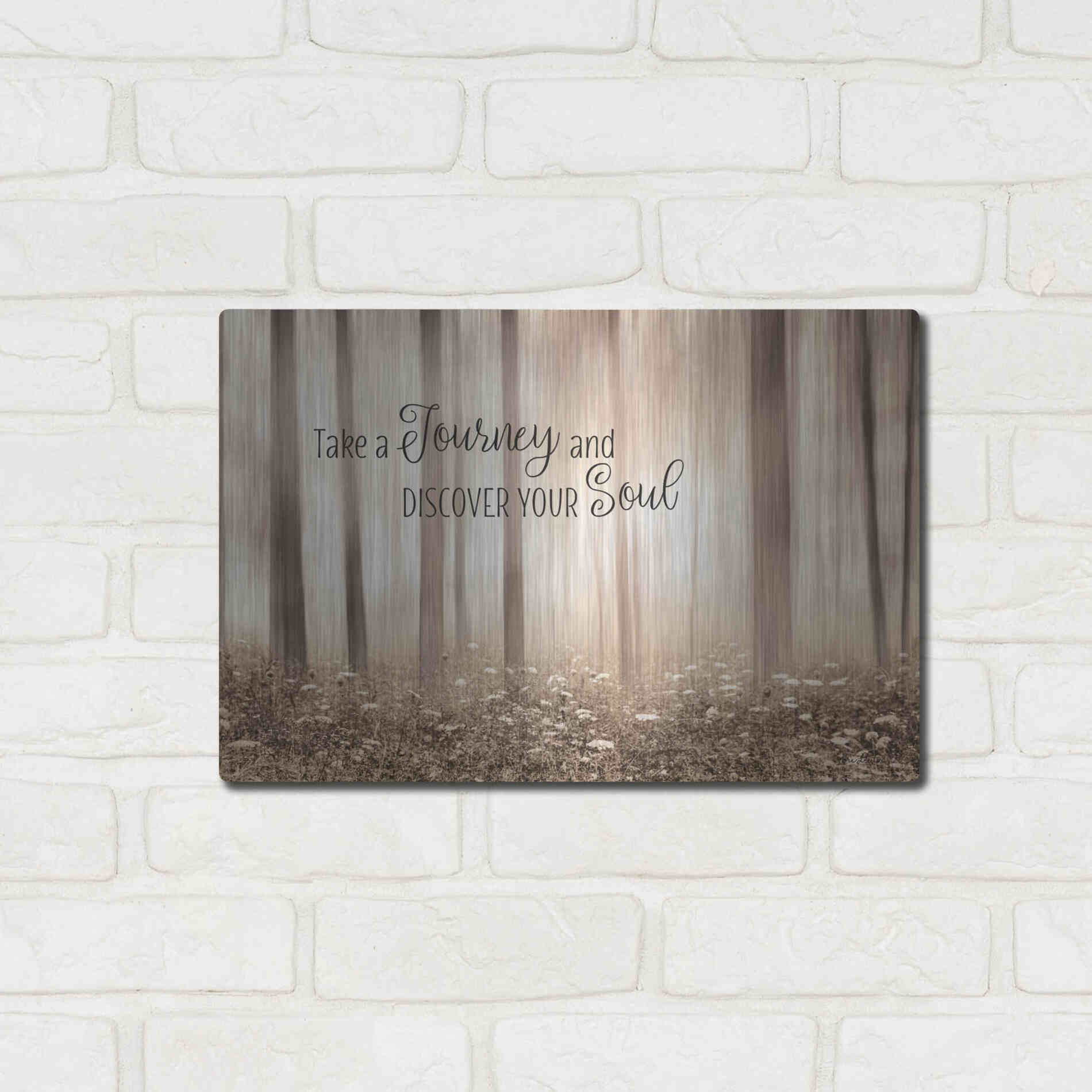 Luxe Metal Art 'Take a Journey and Discover Your Soul' by Lori Deiter, Metal Wall Art,16x12