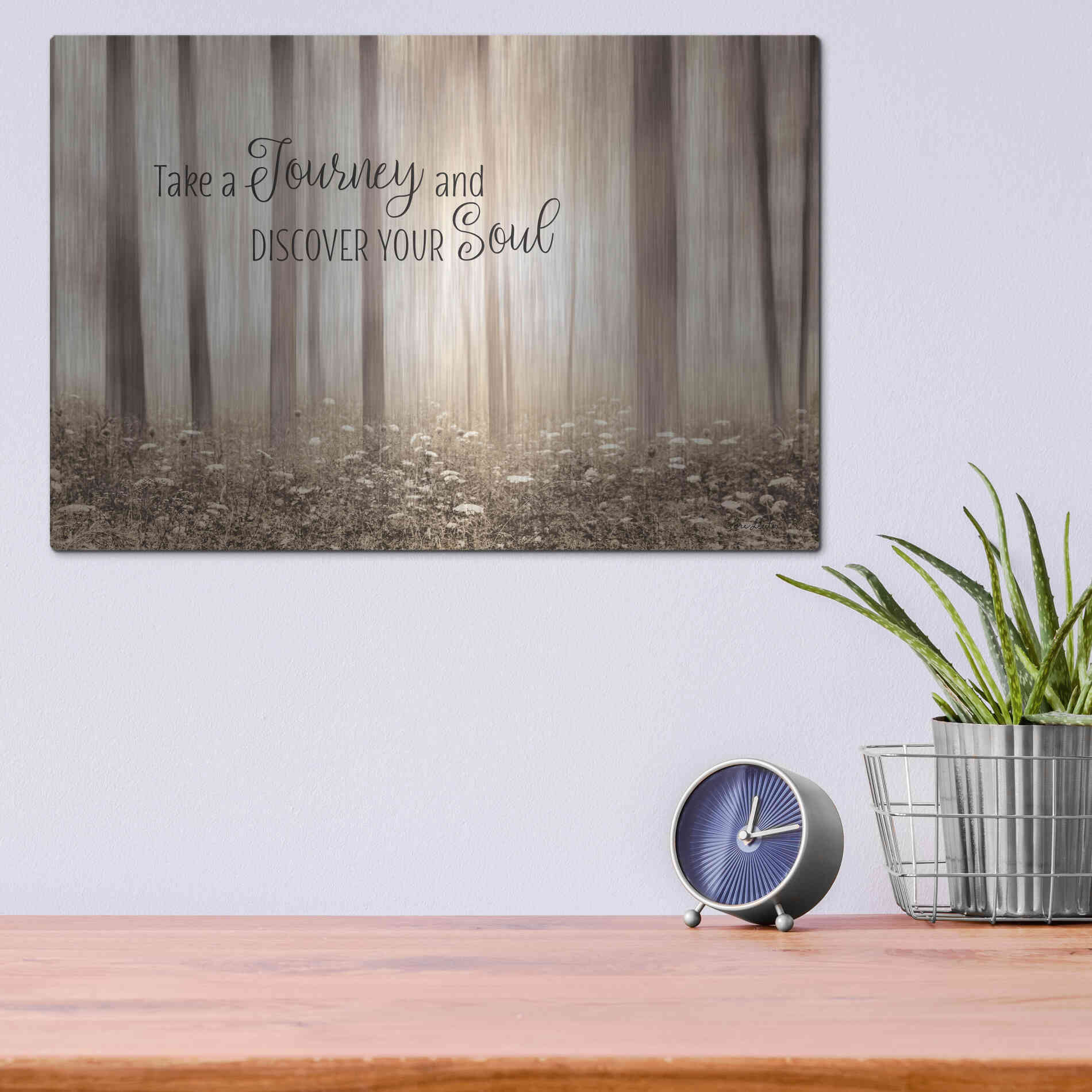 Luxe Metal Art 'Take a Journey and Discover Your Soul' by Lori Deiter, Metal Wall Art,16x12