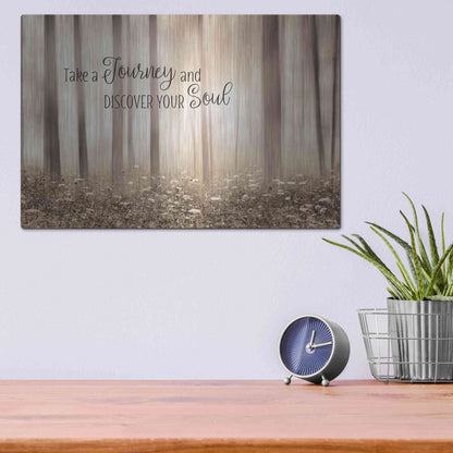Luxe Metal Art 'Take a Journey and Discover Your Soul' by Lori Deiter, Metal Wall Art,16x12