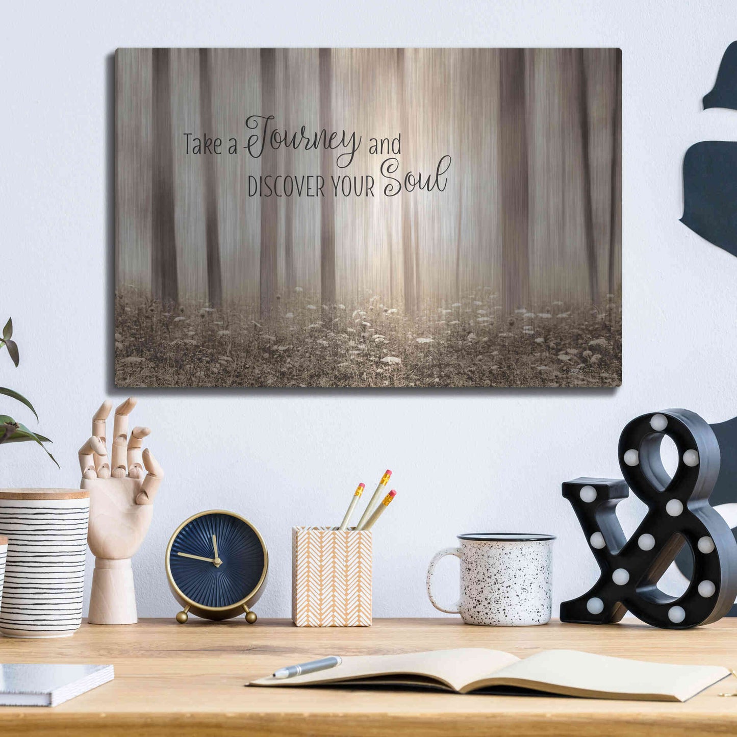 Luxe Metal Art 'Take a Journey and Discover Your Soul' by Lori Deiter, Metal Wall Art,16x12