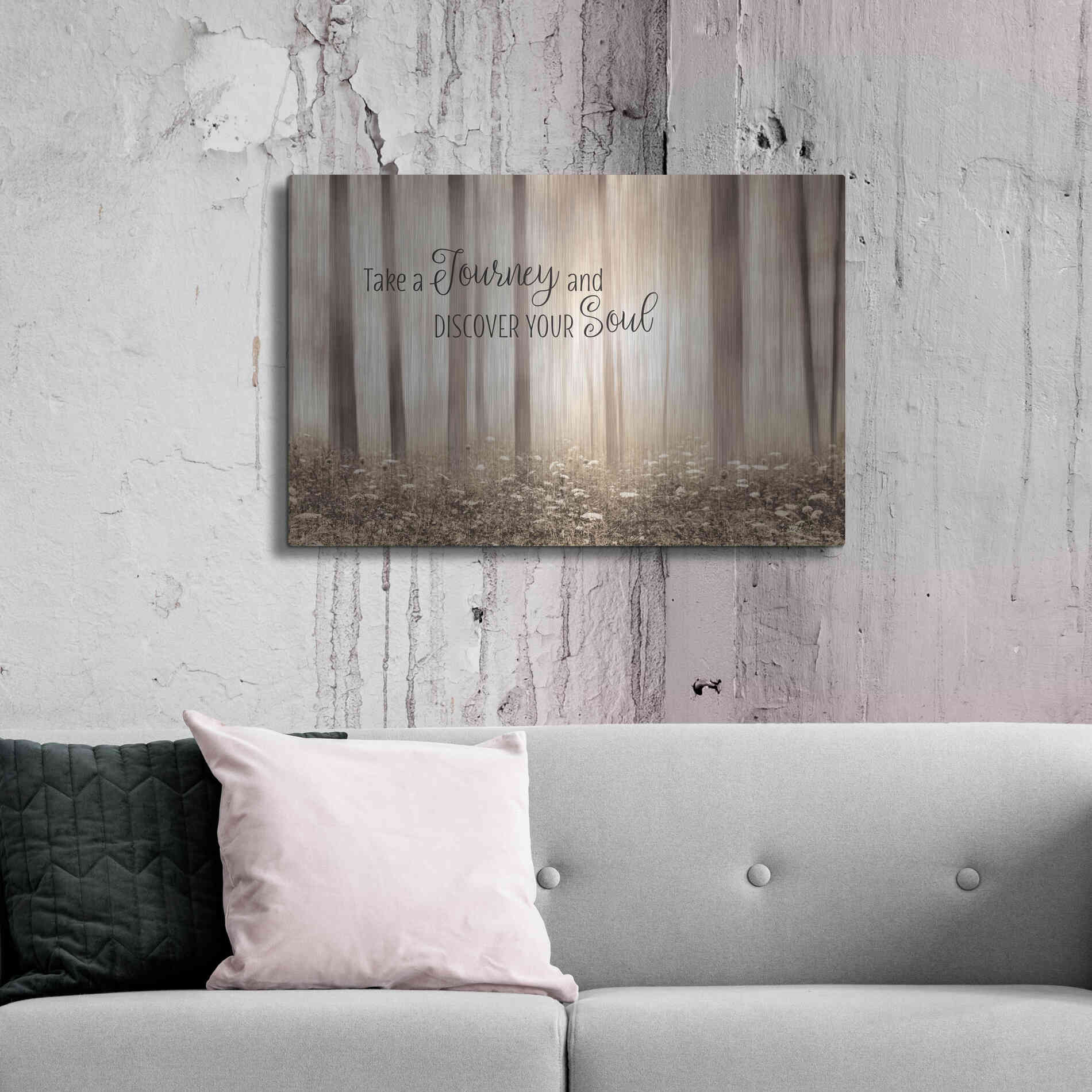 Luxe Metal Art 'Take a Journey and Discover Your Soul' by Lori Deiter, Metal Wall Art,36x24