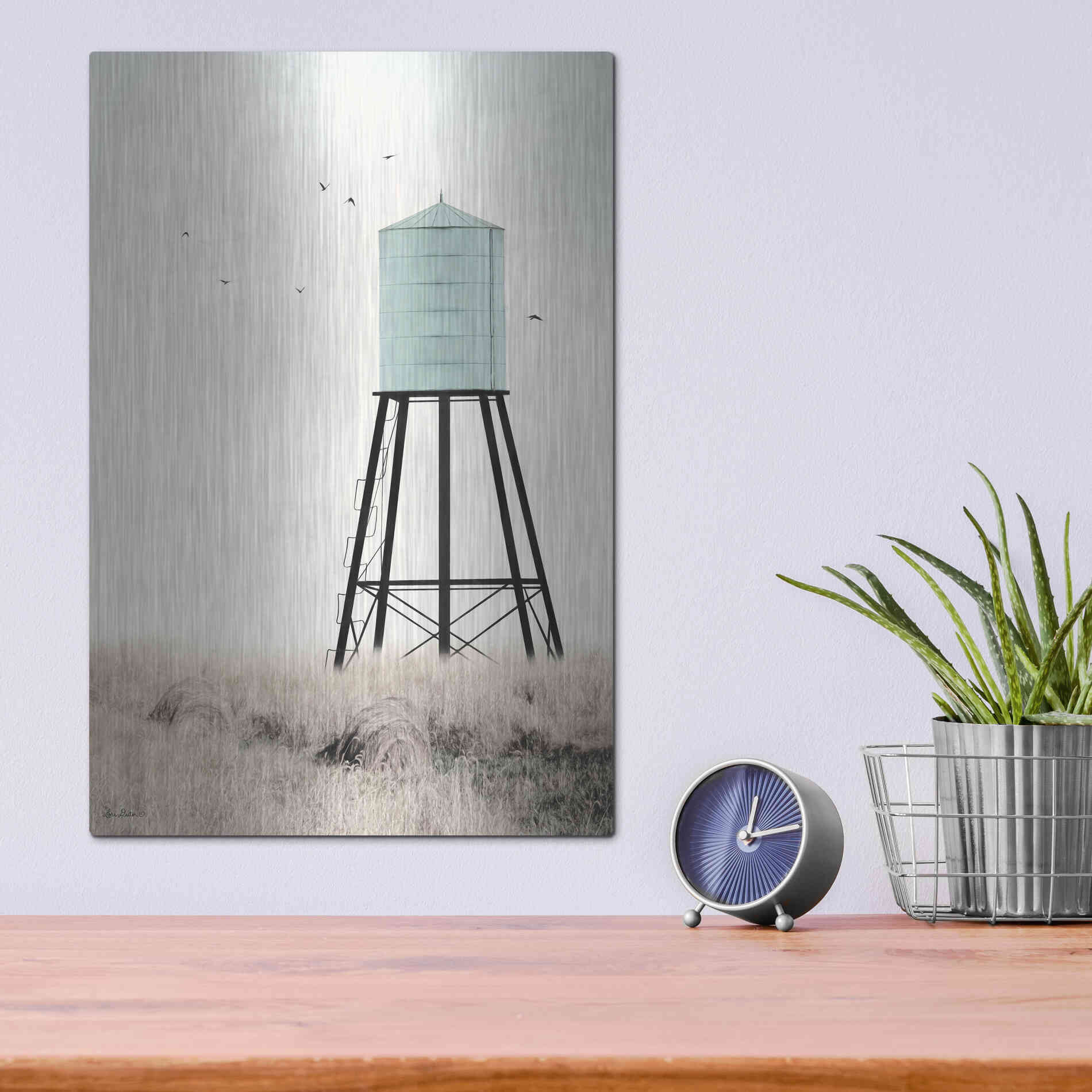 Luxe Metal Art 'Save Water' by Lori Deiter, Metal Wall Art,12x16