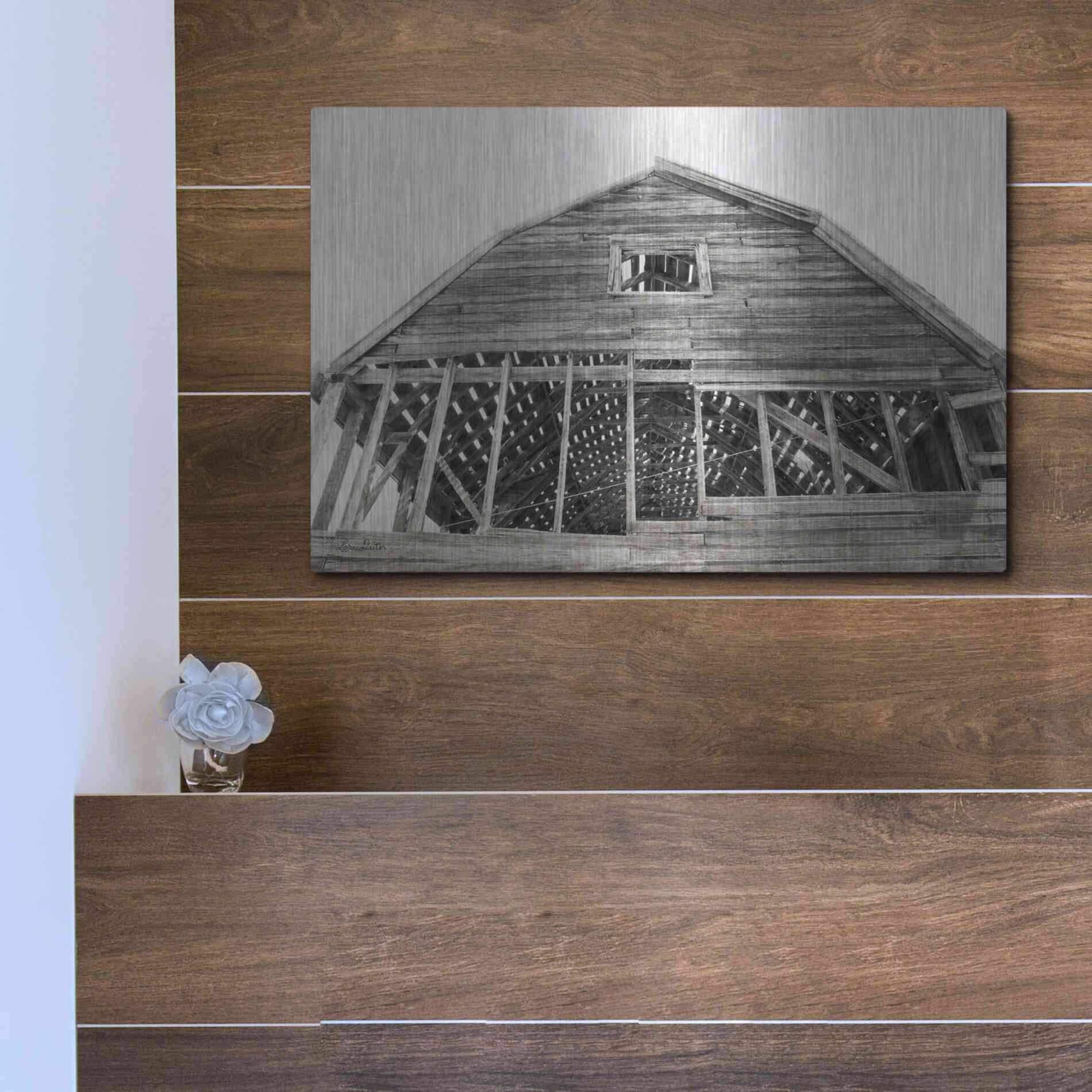 Luxe Metal Art 'Wyoming Barn' by Lori Deiter, Metal Wall Art,16x12