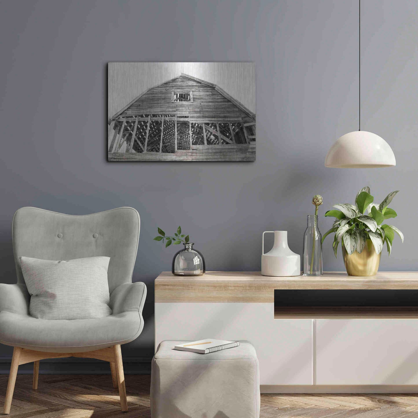 Luxe Metal Art 'Wyoming Barn' by Lori Deiter, Metal Wall Art,24x16