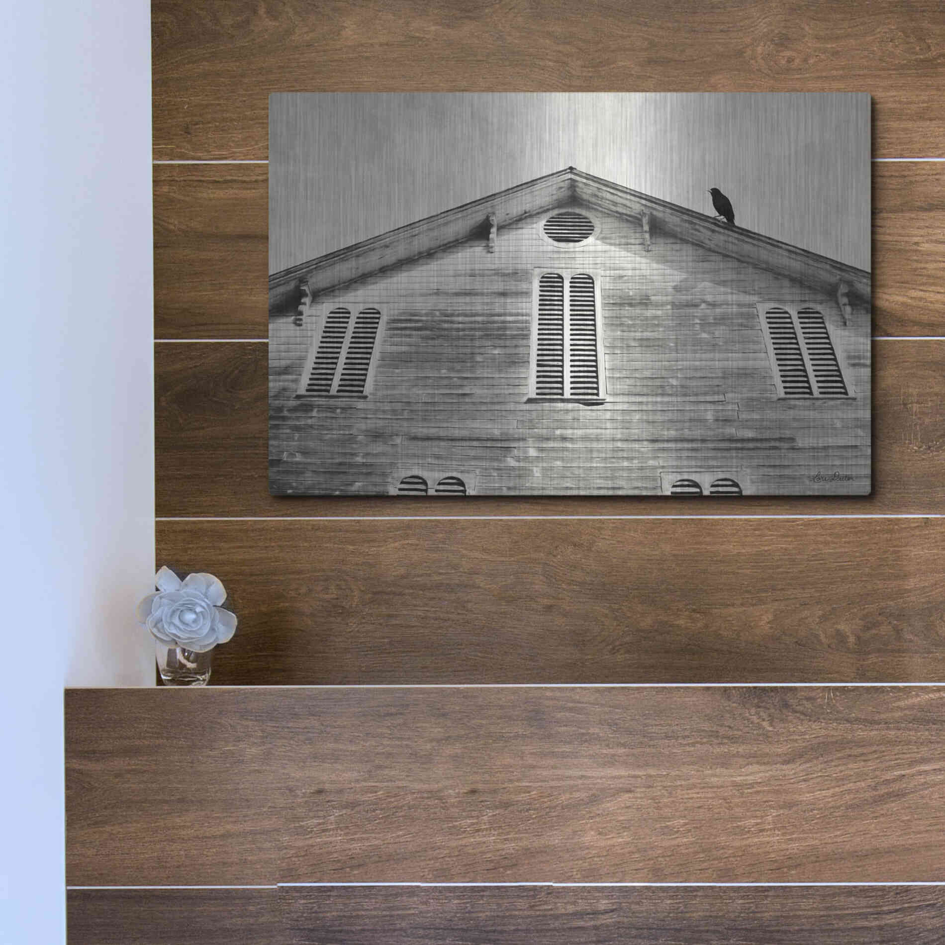 Luxe Metal Art 'Fort Halifax Crow' by Lori Deiter, Metal Wall Art,16x12