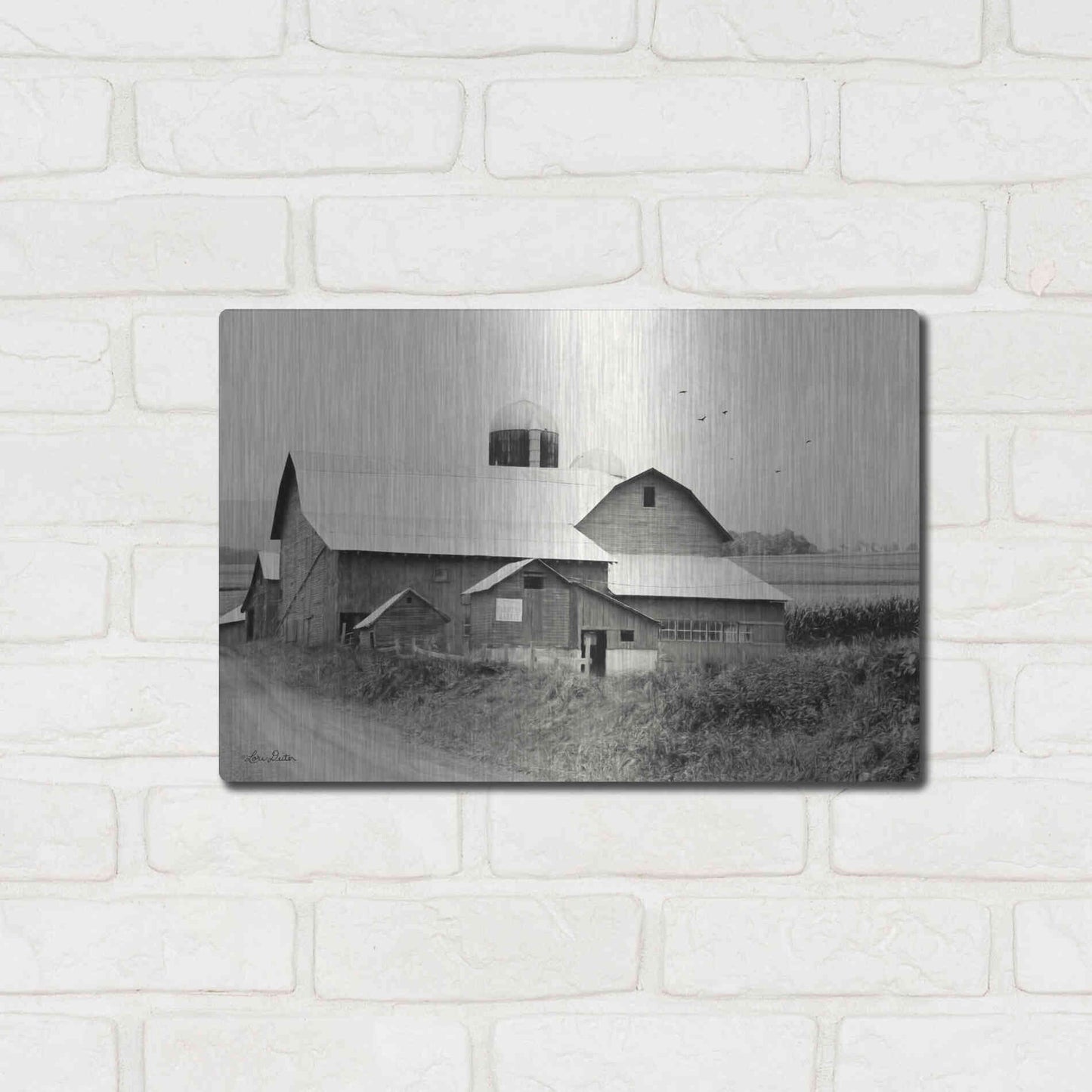Luxe Metal Art 'Rural Charm' by Lori Deiter, Metal Wall Art,16x12