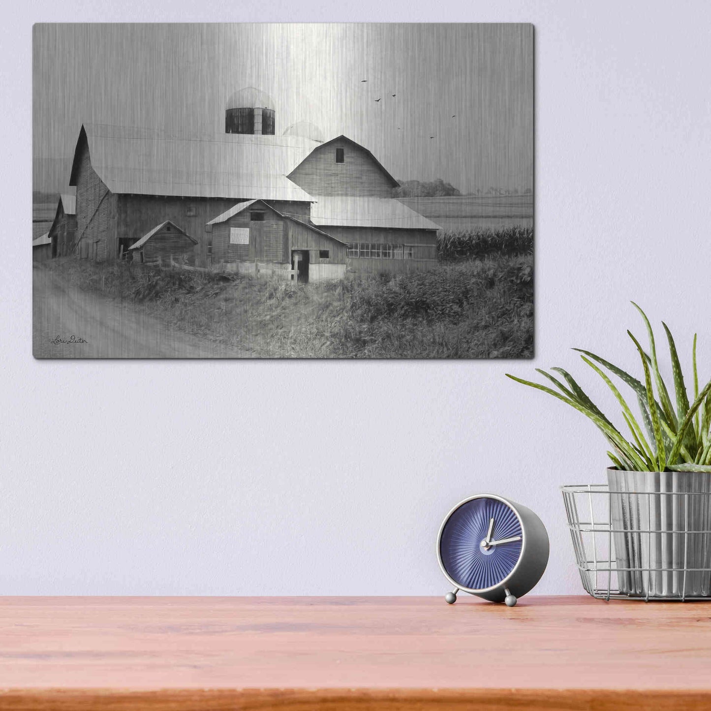 Luxe Metal Art 'Rural Charm' by Lori Deiter, Metal Wall Art,16x12