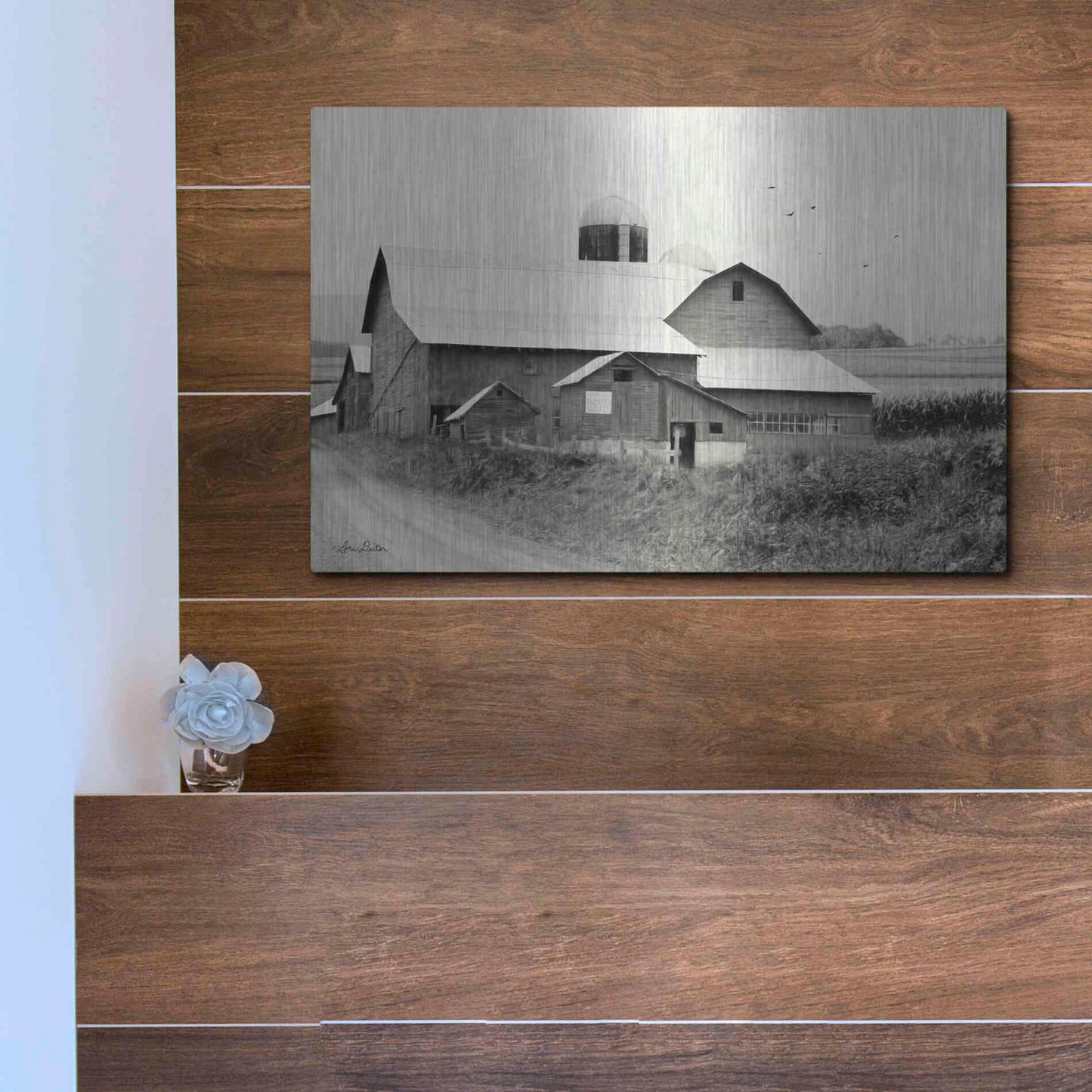 Luxe Metal Art 'Rural Charm' by Lori Deiter, Metal Wall Art,16x12