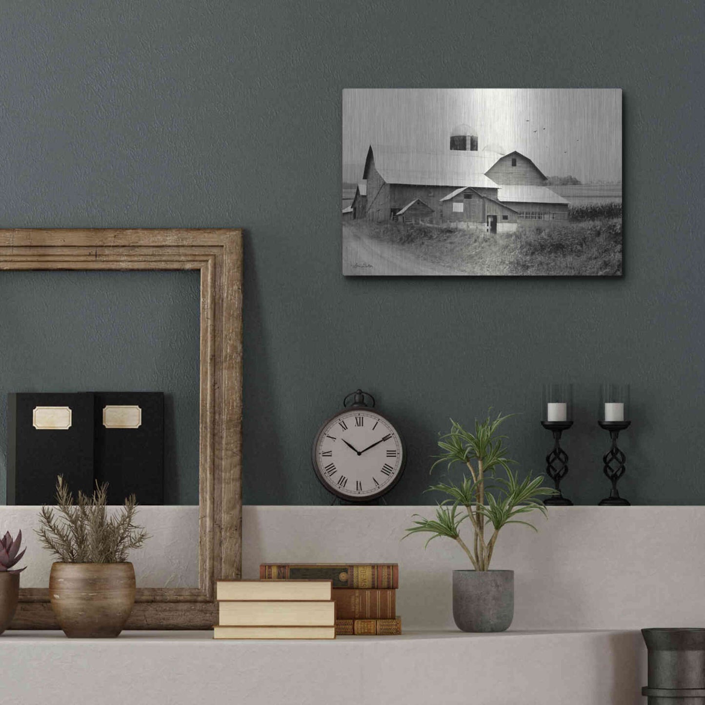 Luxe Metal Art 'Rural Charm' by Lori Deiter, Metal Wall Art,16x12