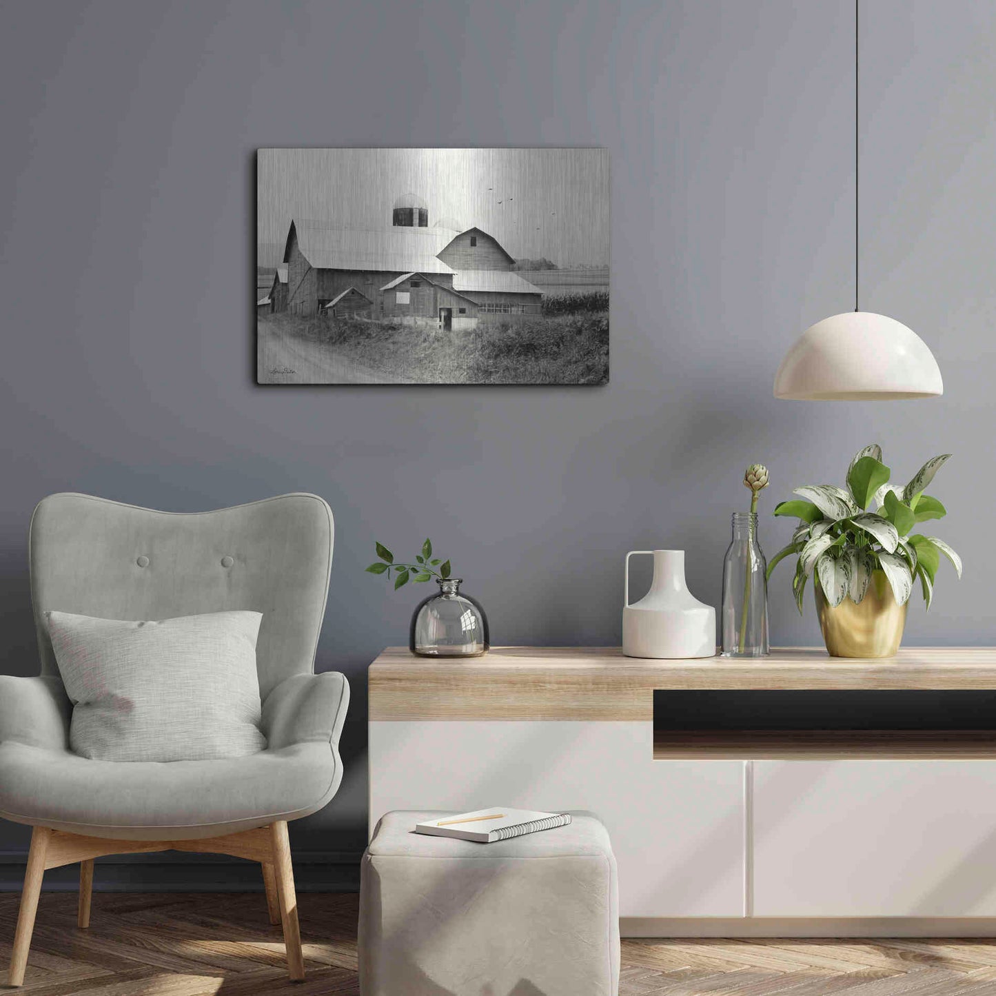 Luxe Metal Art 'Rural Charm' by Lori Deiter, Metal Wall Art,24x16