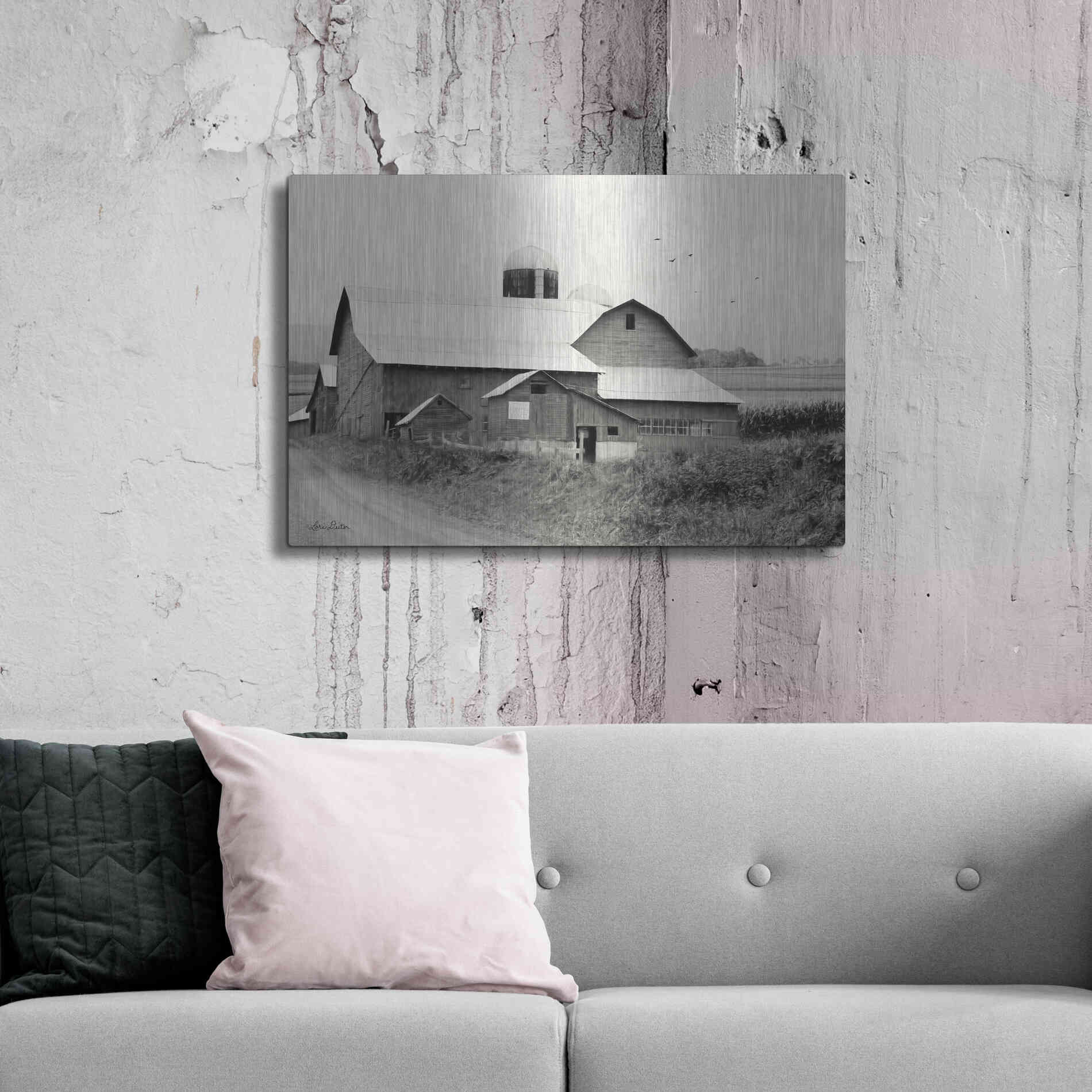 Luxe Metal Art 'Rural Charm' by Lori Deiter, Metal Wall Art,36x24