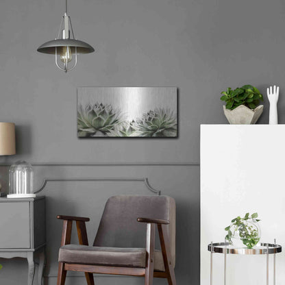 Luxe Metal Art 'Soft Succulents I' by Lori Deiter, Metal Wall Art,24x12