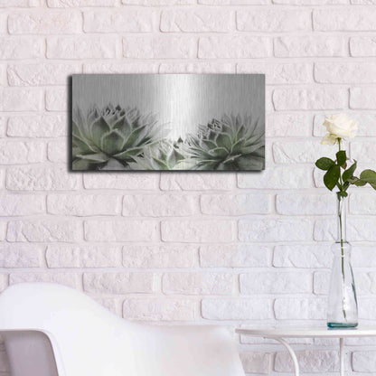 Luxe Metal Art 'Soft Succulents I' by Lori Deiter, Metal Wall Art,24x12