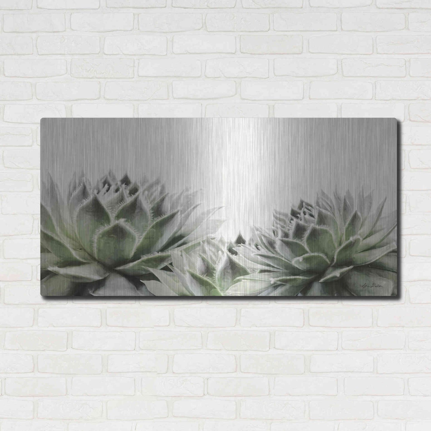 Luxe Metal Art 'Soft Succulents I' by Lori Deiter, Metal Wall Art,48x24