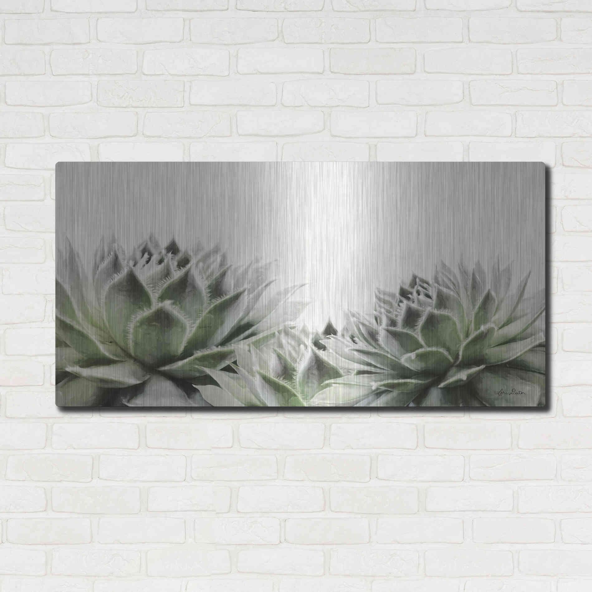 Luxe Metal Art 'Soft Succulents I' by Lori Deiter, Metal Wall Art,48x24