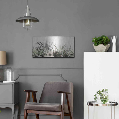 Luxe Metal Art 'Soft Succulents II' by Lori Deiter, Metal Wall Art,24x12