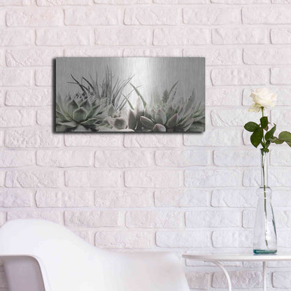 Luxe Metal Art 'Soft Succulents II' by Lori Deiter, Metal Wall Art,24x12