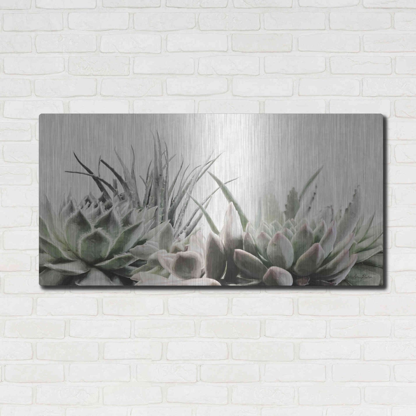 Luxe Metal Art 'Soft Succulents II' by Lori Deiter, Metal Wall Art,48x24