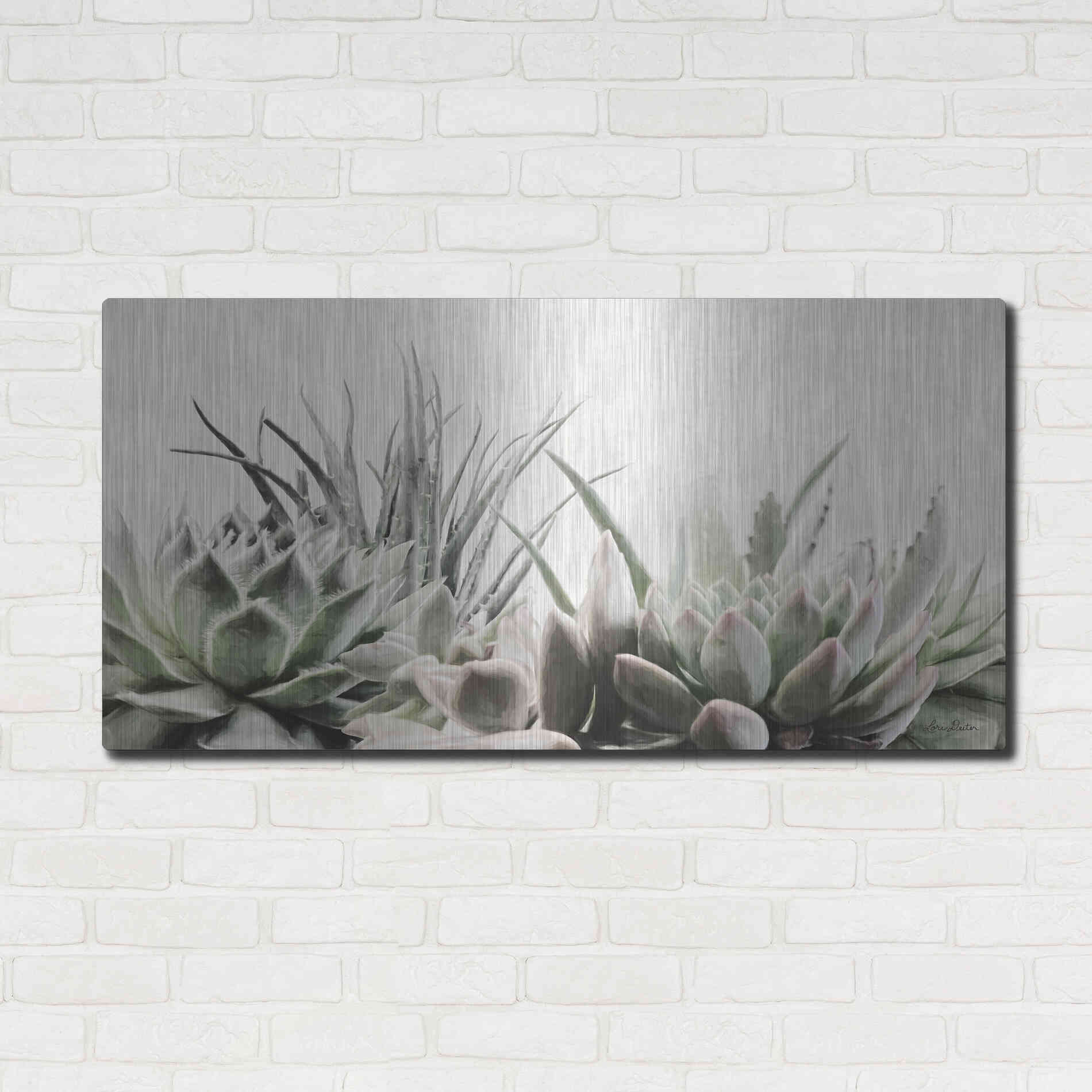 Luxe Metal Art 'Soft Succulents II' by Lori Deiter, Metal Wall Art,48x24