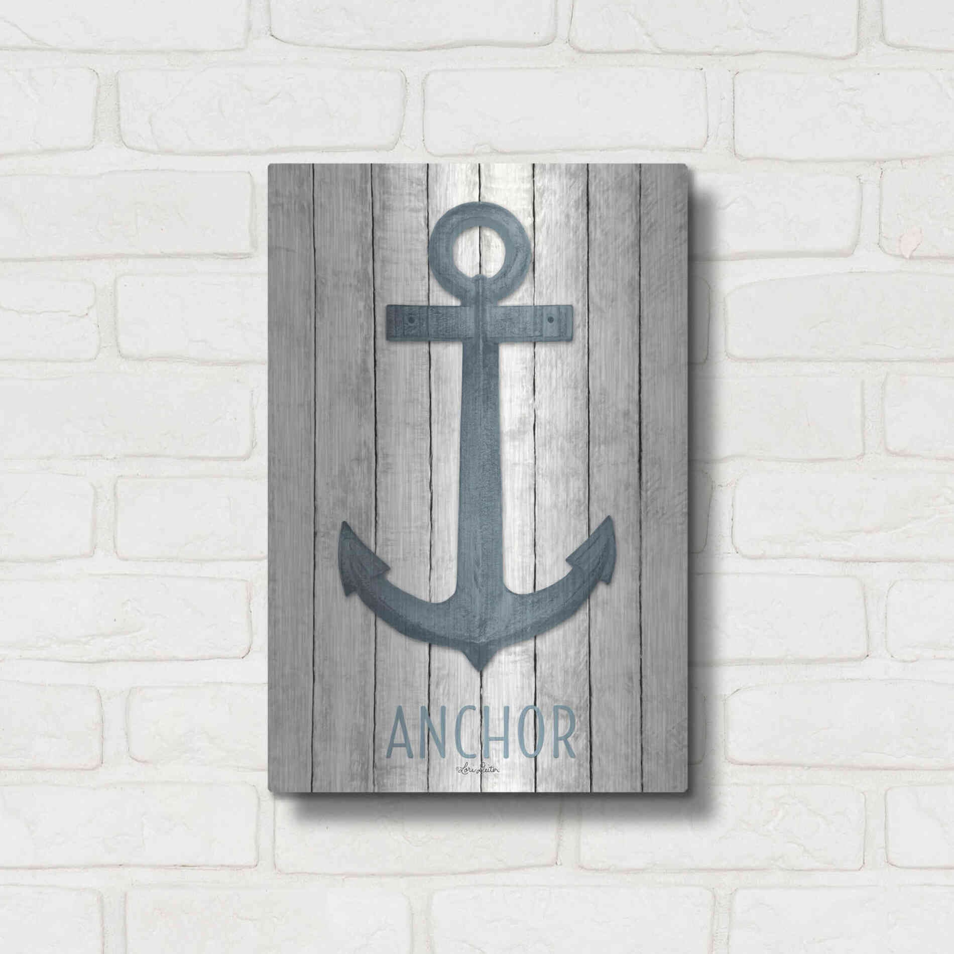 Luxe Metal Art 'Anchor' by Lori Deiter, Metal Wall Art,12x16