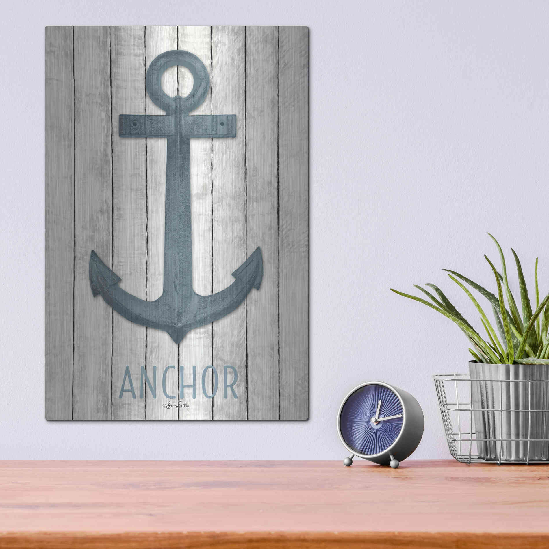 Luxe Metal Art 'Anchor' by Lori Deiter, Metal Wall Art,12x16