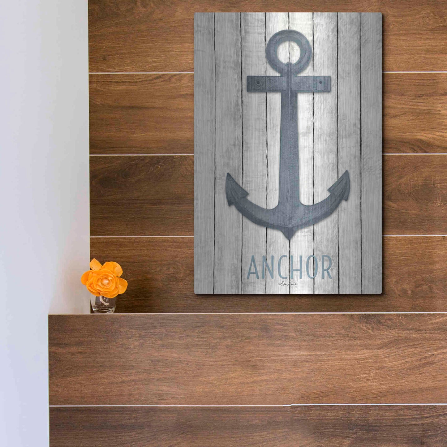 Luxe Metal Art 'Anchor' by Lori Deiter, Metal Wall Art,12x16