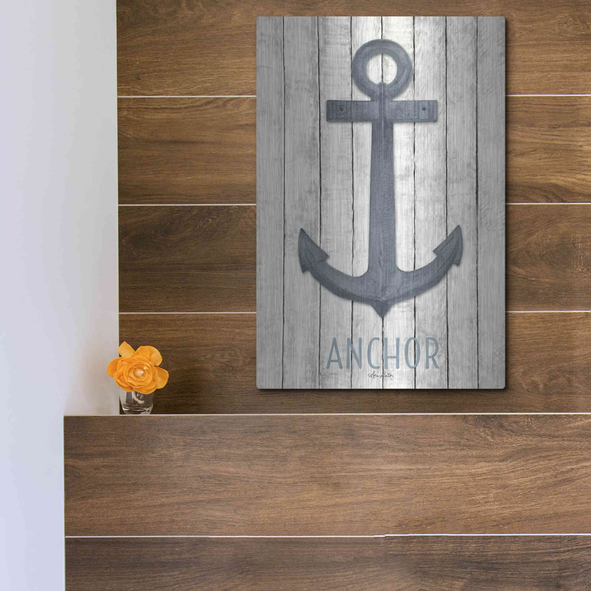 Luxe Metal Art 'Anchor' by Lori Deiter, Metal Wall Art,12x16