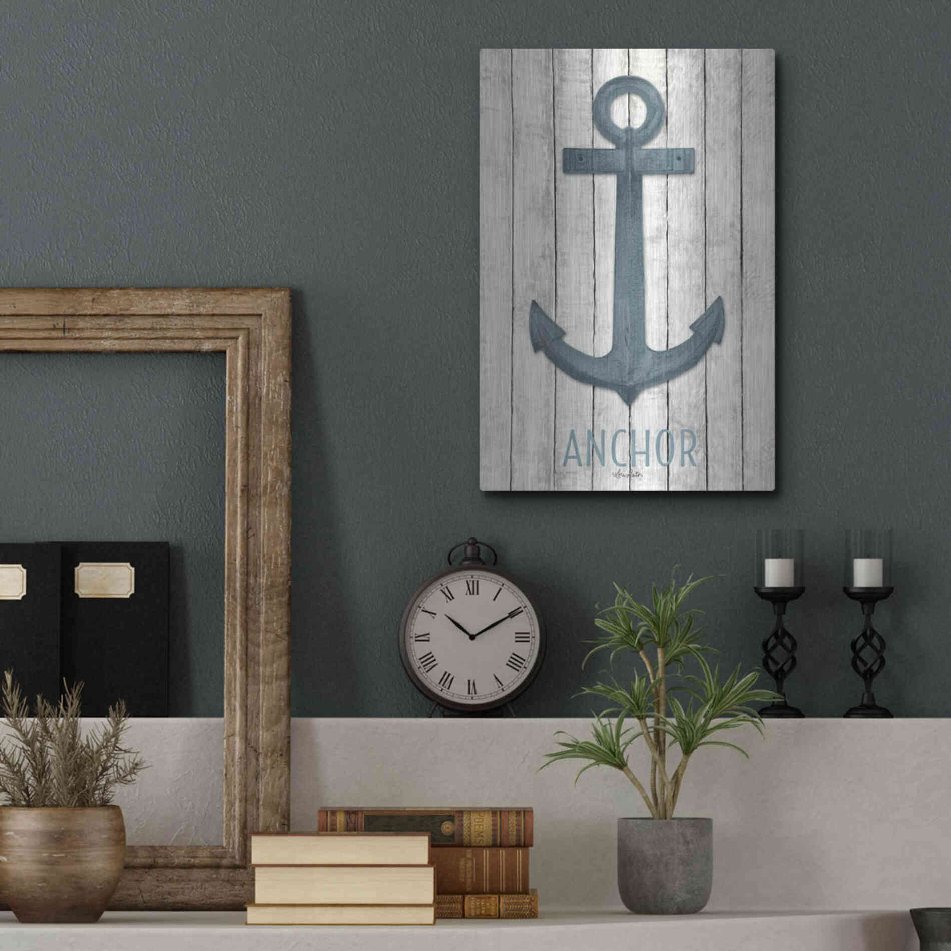 Luxe Metal Art 'Anchor' by Lori Deiter, Metal Wall Art,12x16
