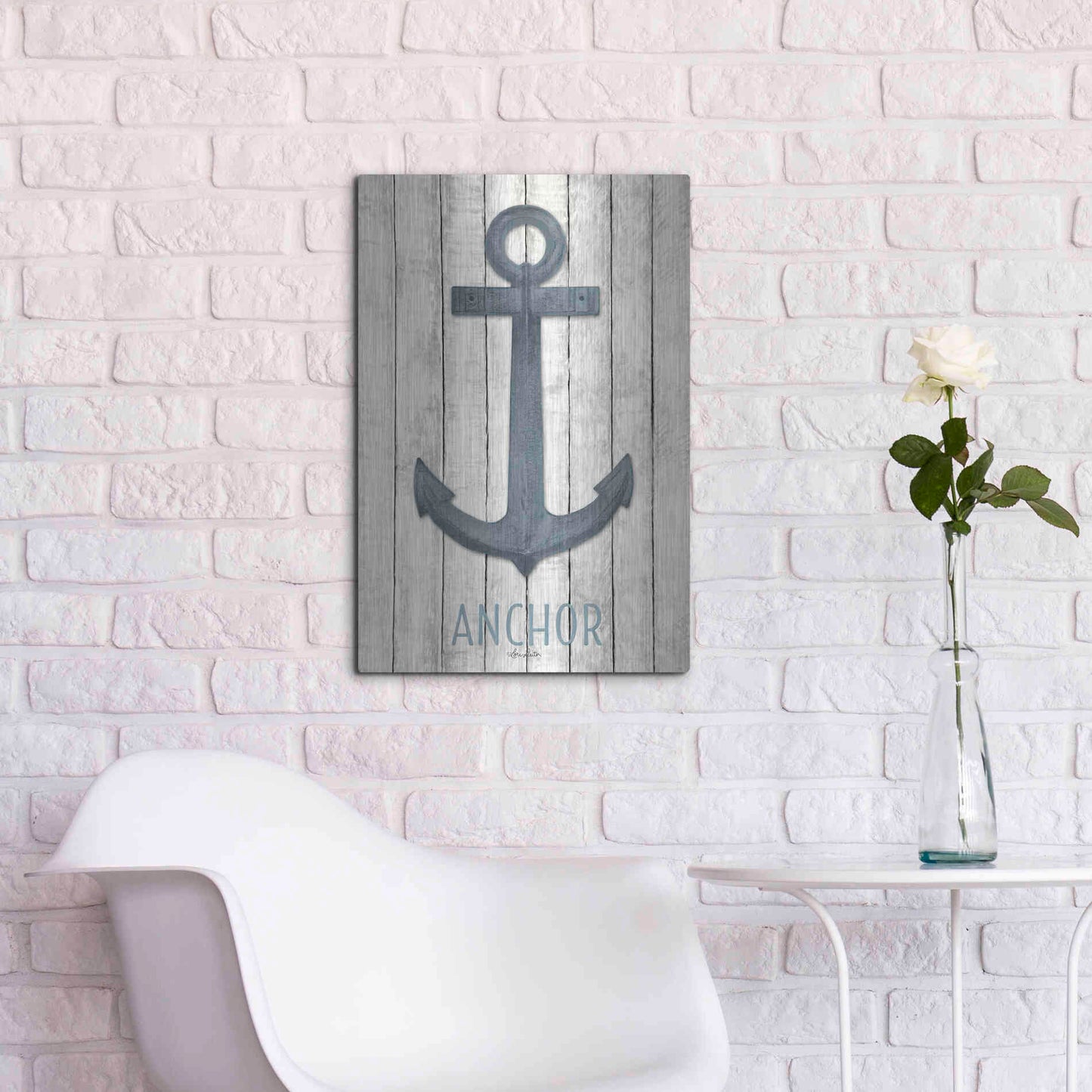 Luxe Metal Art 'Anchor' by Lori Deiter, Metal Wall Art,16x24