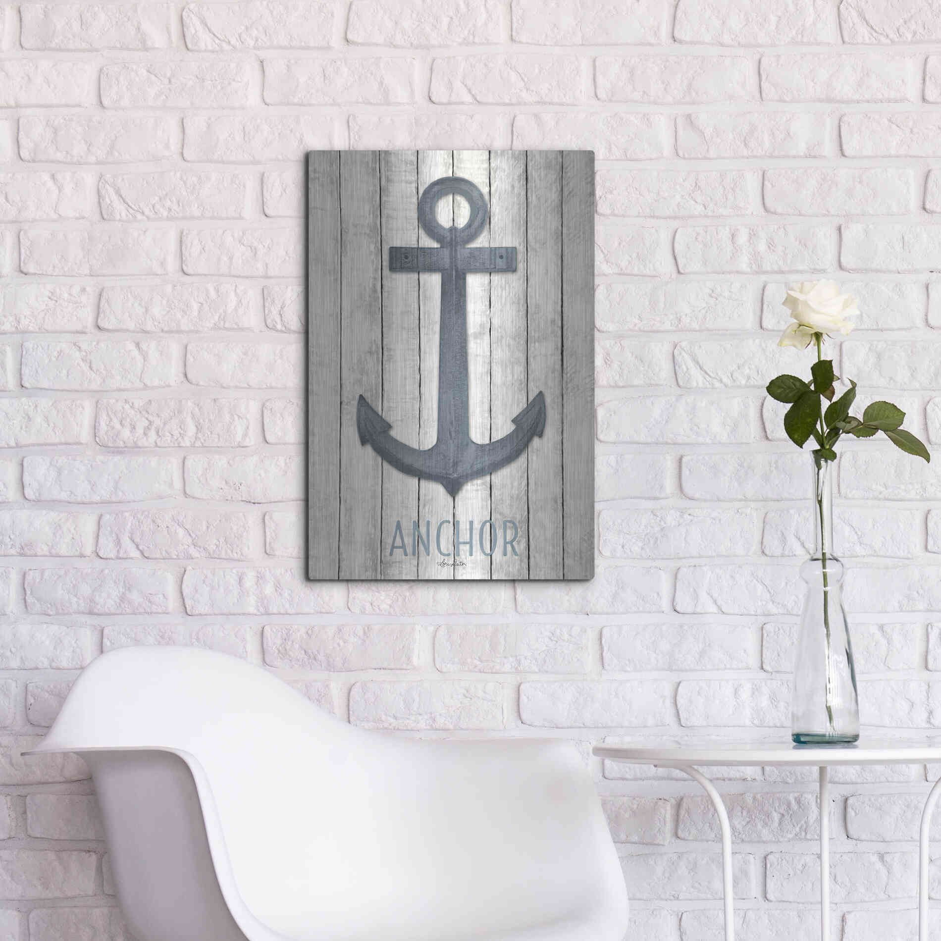 Luxe Metal Art 'Anchor' by Lori Deiter, Metal Wall Art,16x24