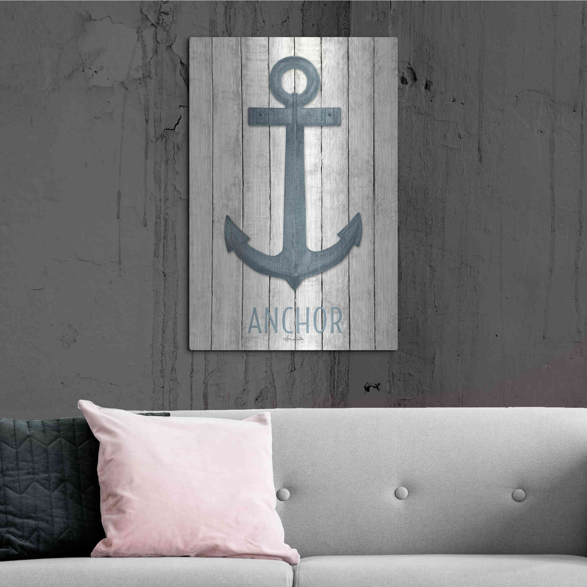 Luxe Metal Art 'Anchor' by Lori Deiter, Metal Wall Art,24x36