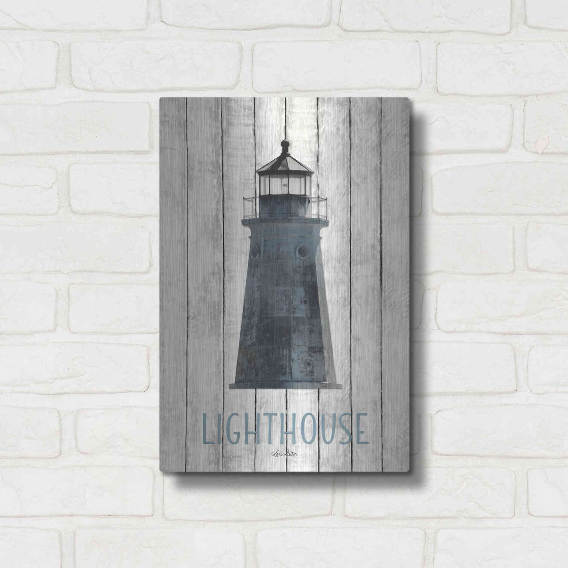 Luxe Metal Art 'Lighthouse' by Lori Deiter, Metal Wall Art,12x16
