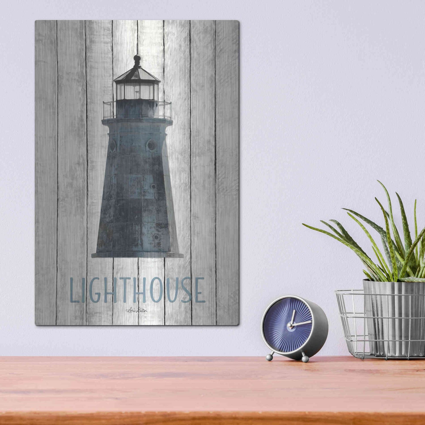 Luxe Metal Art 'Lighthouse' by Lori Deiter, Metal Wall Art,12x16