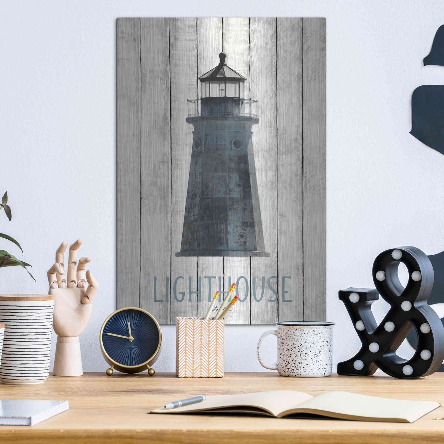 Luxe Metal Art 'Lighthouse' by Lori Deiter, Metal Wall Art,12x16