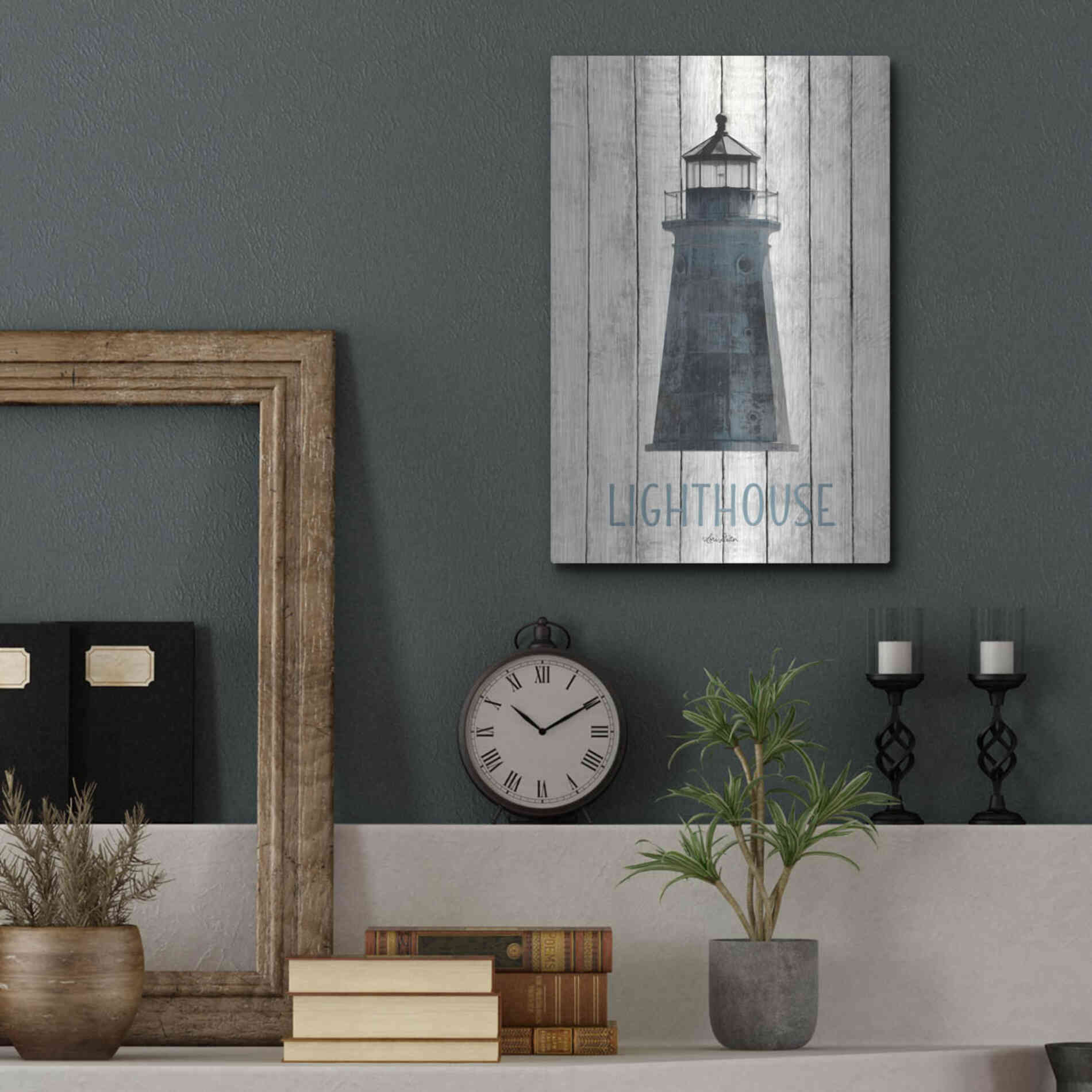 Luxe Metal Art 'Lighthouse' by Lori Deiter, Metal Wall Art,12x16