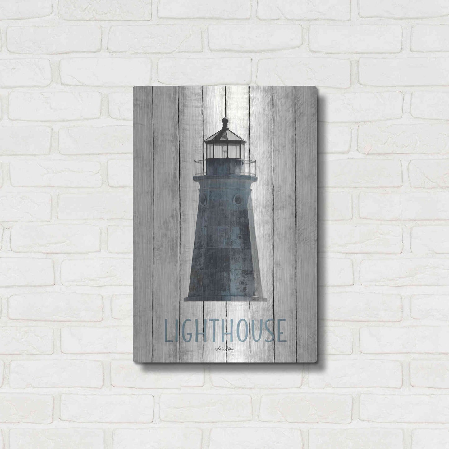 Luxe Metal Art 'Lighthouse' by Lori Deiter, Metal Wall Art,16x24