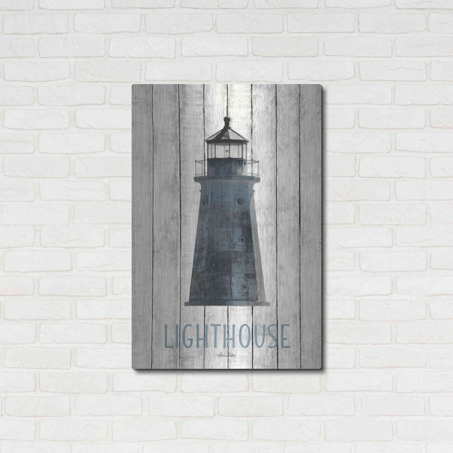 Luxe Metal Art 'Lighthouse' by Lori Deiter, Metal Wall Art,24x36