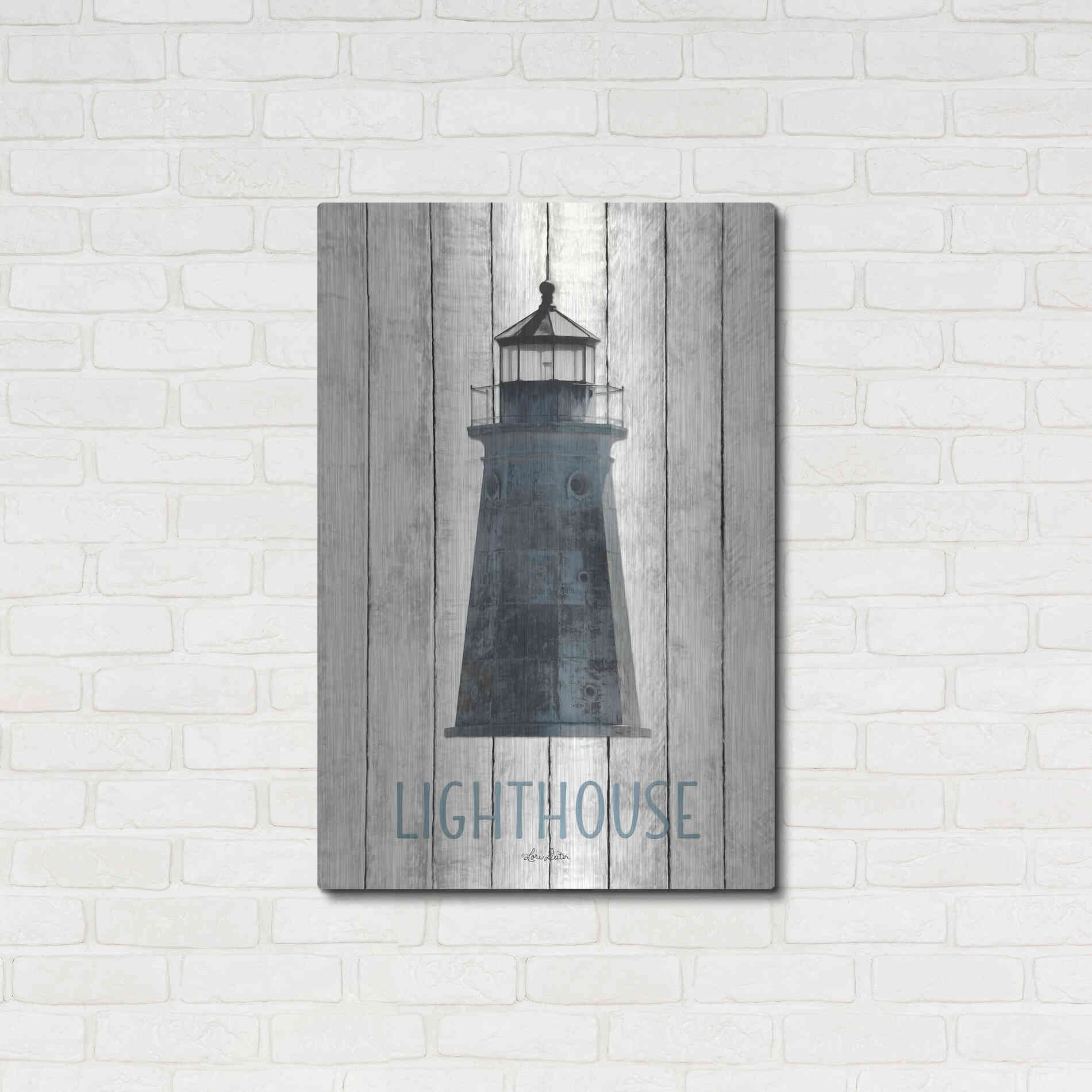 Luxe Metal Art 'Lighthouse' by Lori Deiter, Metal Wall Art,24x36