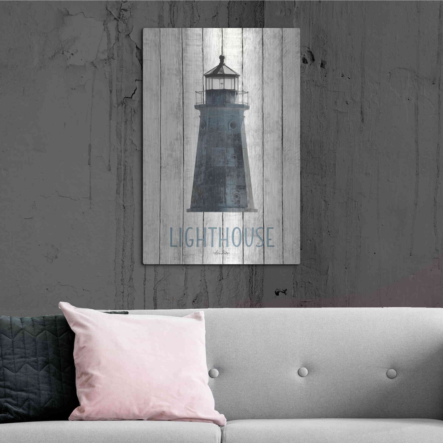 Luxe Metal Art 'Lighthouse' by Lori Deiter, Metal Wall Art,24x36