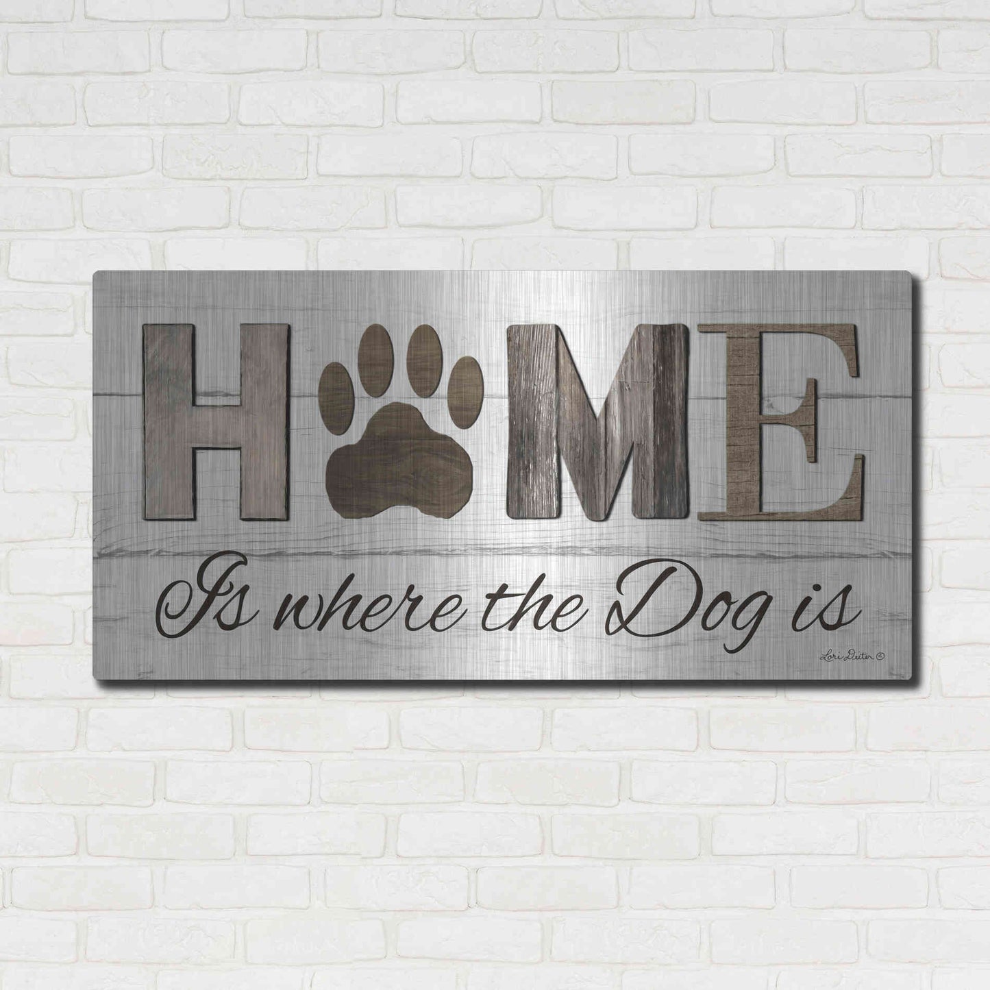 Luxe Metal Art 'Home is Where the Dog is' by Lori Deiter, Metal Wall Art,48x24