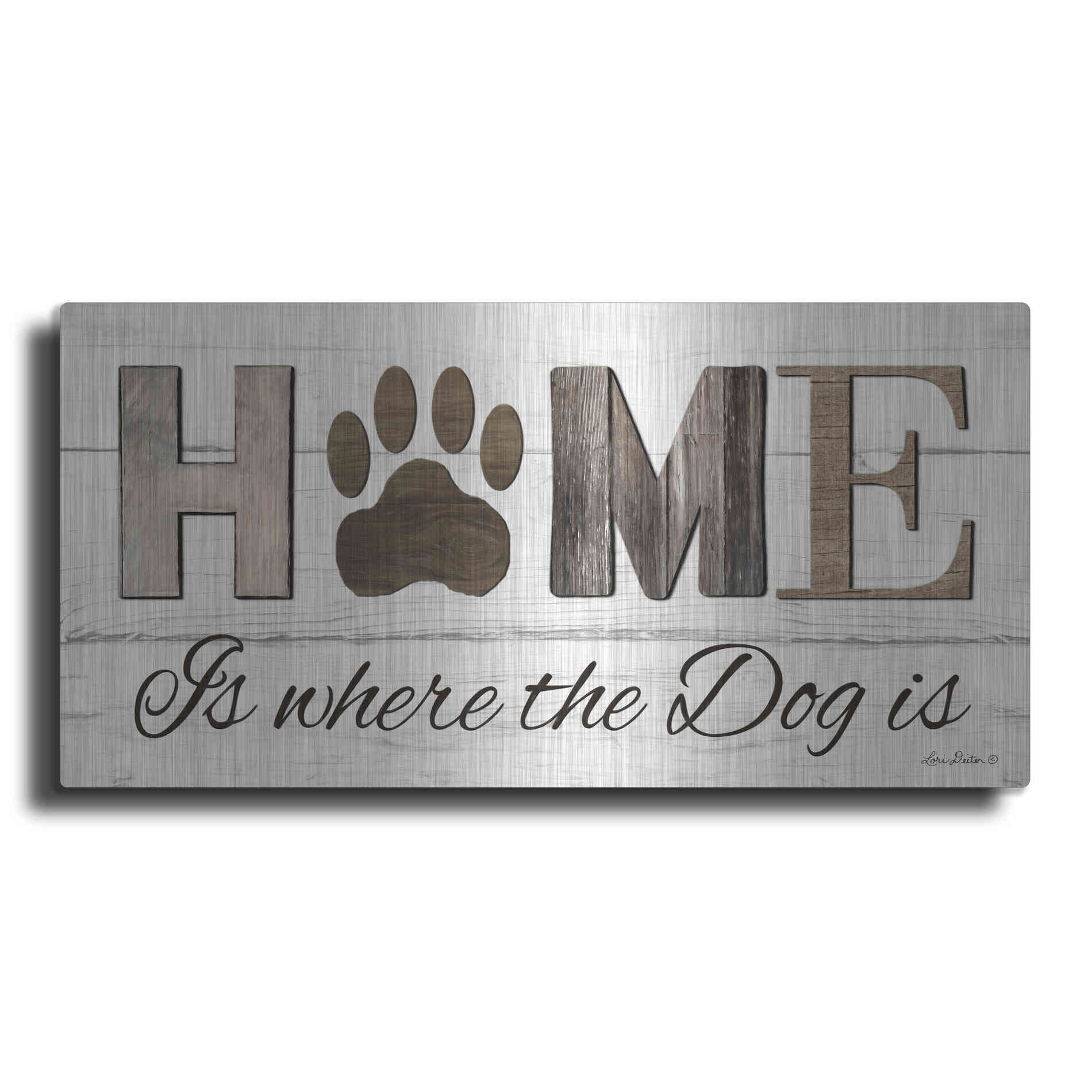 Luxe Metal Art 'Home is Where the Dog is' by Lori Deiter, Metal Wall Art