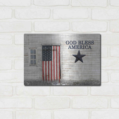 Luxe Metal Art 'God Bless American Flag' by Lori Deiter, Metal Wall Art,16x12